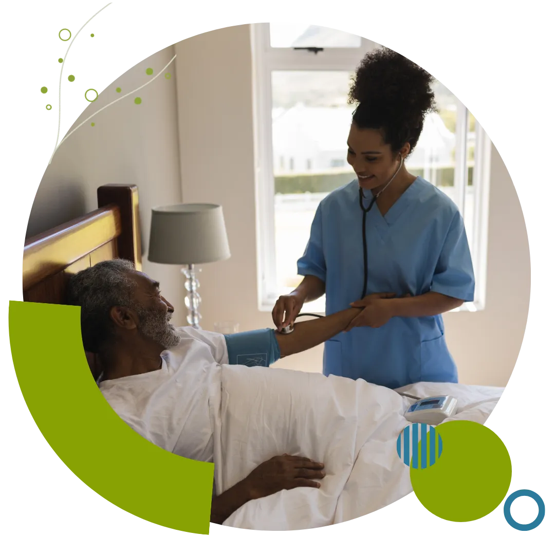 Companion care professional providing supportive assistance to an older adult resting comfortably at home in Columbus, OH.