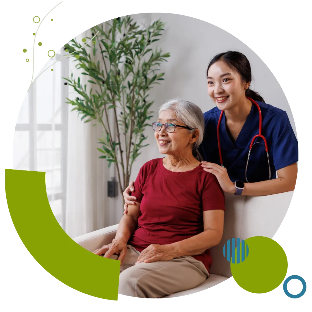 Speech therapist providing speech therapy services to an older woman at home in Columbus, OH.